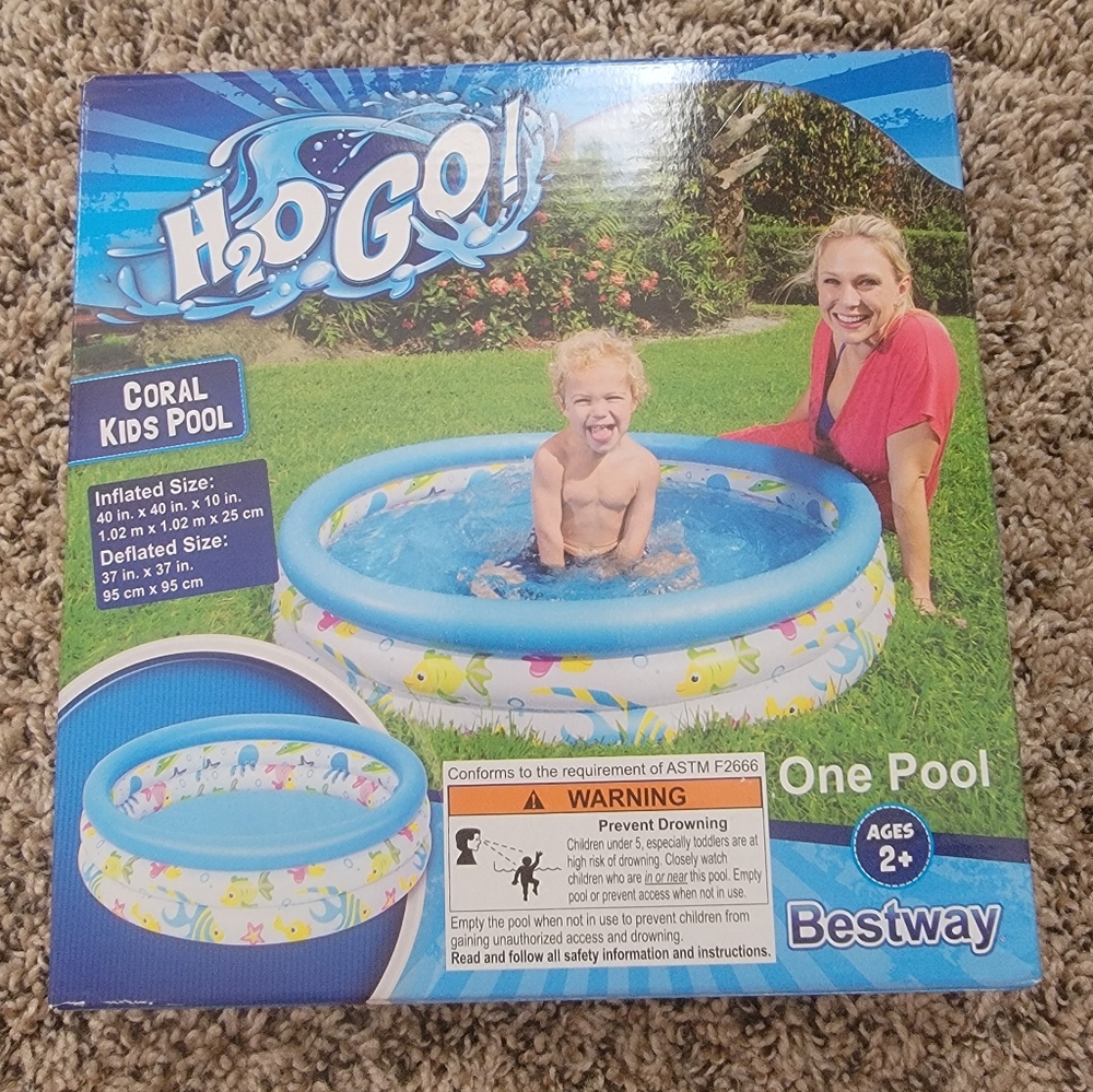 H2O‎ Go! Coral Kids Pool Bestway Inflatable Blue White Fish Summer Water